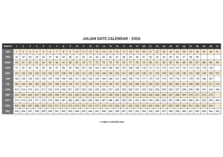 Julian Calendar 2026 and 2026