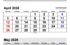April 2026 Calendar | Templates For Pdf, Excel And Word with April 2026 to March 2026 Calendar Printable