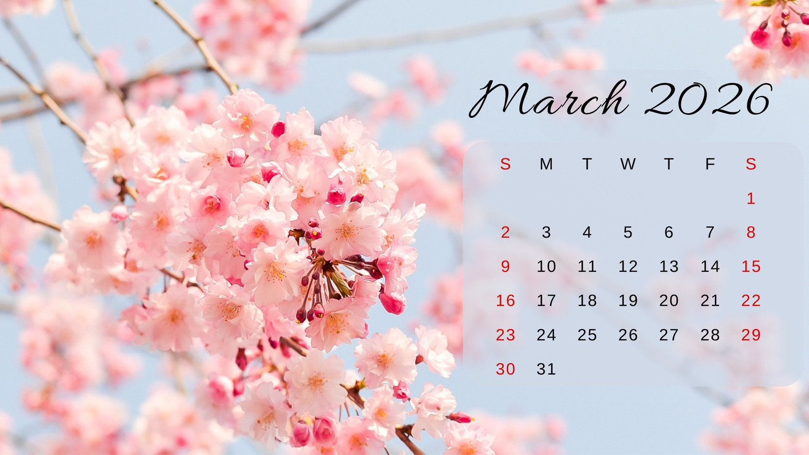 Free And Customizable March Templates in March 2026 Desktop Calendar