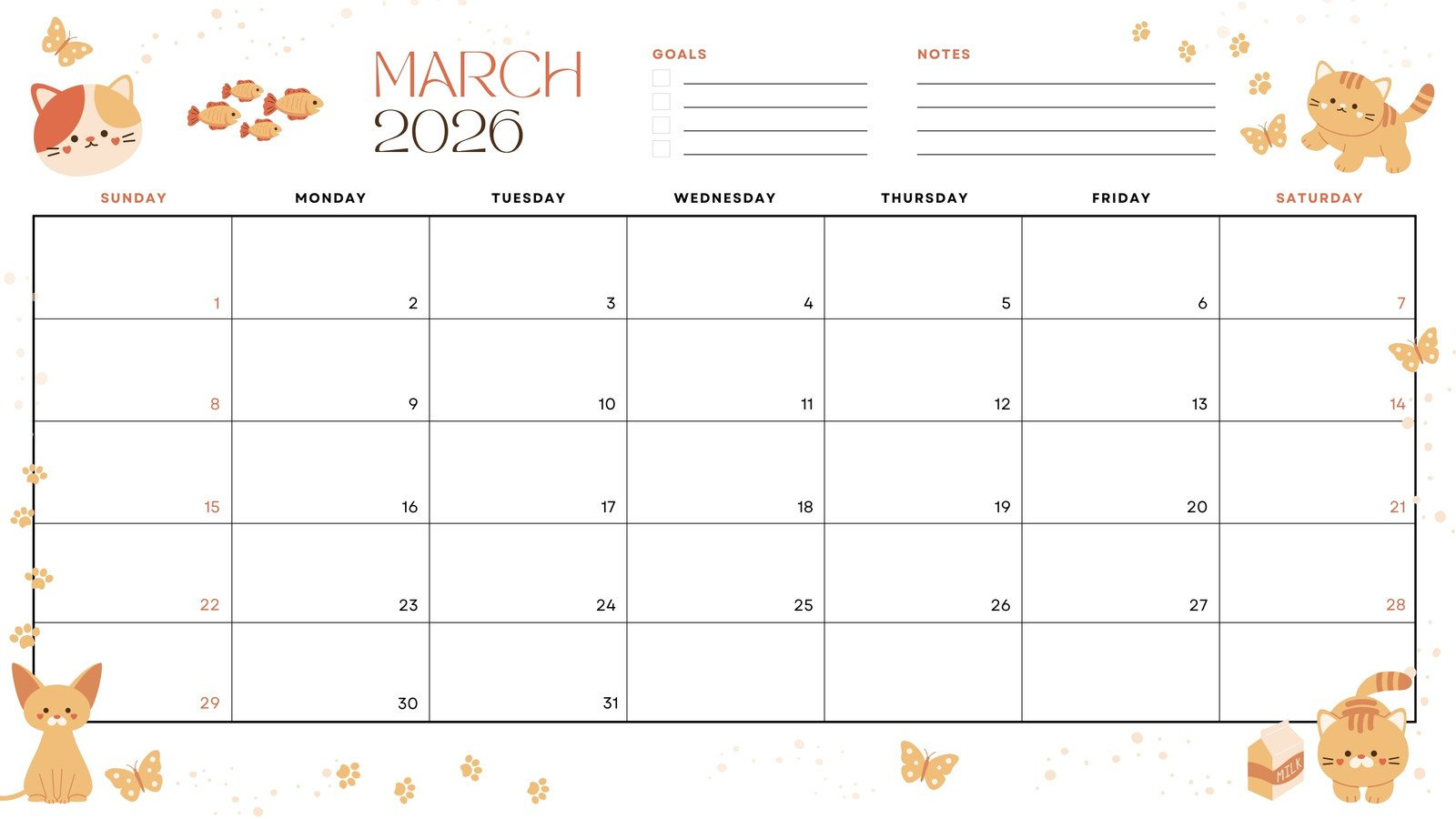Free To Edit And Print March 2026 Calendar Templates | Canva with Cute March 2026 Printable Calendar