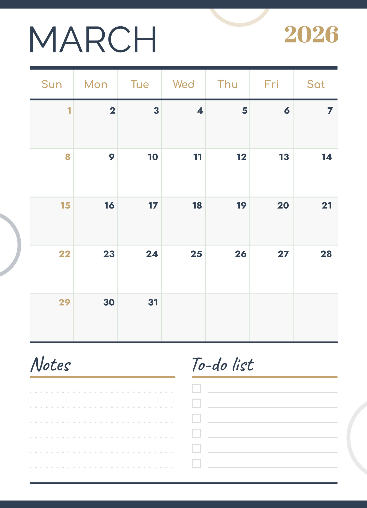 March 2026 Calendar Free Google Docs Template - Gdoc.io for Google Calendar March 2026 Printable