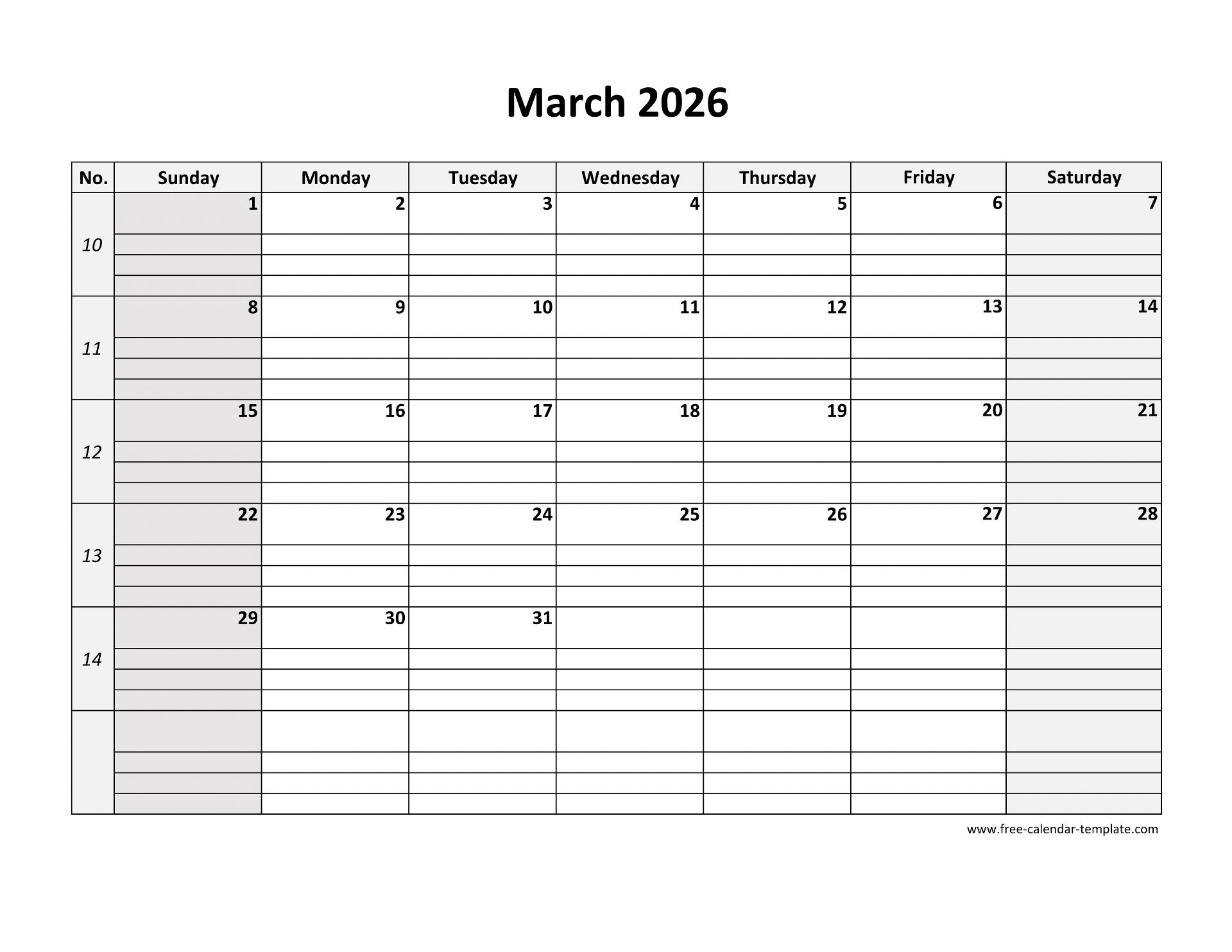 March 2026 Calendar Free Printable With Grid Lines Designed pertaining to March Calendar 2026 With Lines