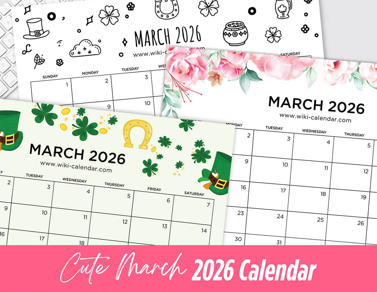March 2026 Calendar - Printable Templates & More for March 2026 Calendar Printable Cute