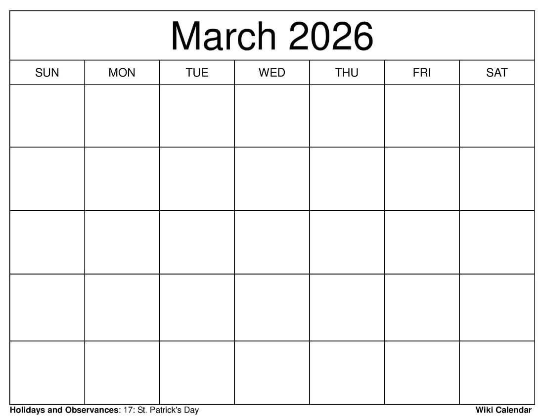 March 2026 Calendar - Printable Templates &amp;amp; More regarding March 2026 Calendar Blank Printable