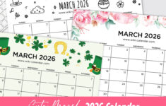 March 2026 Calendar – Printable Templates & More throughout Cute March Calendar Printable 2026