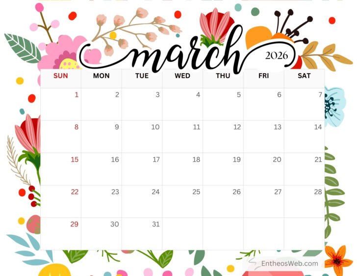 March 2026 Calendar Wallpaper