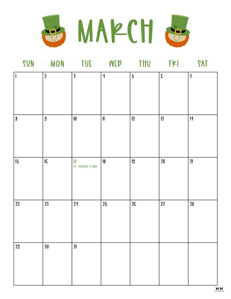 March 2026 Calendars - 150 Free Printables | Printabulls for March 2026 Calendar Printabulls
