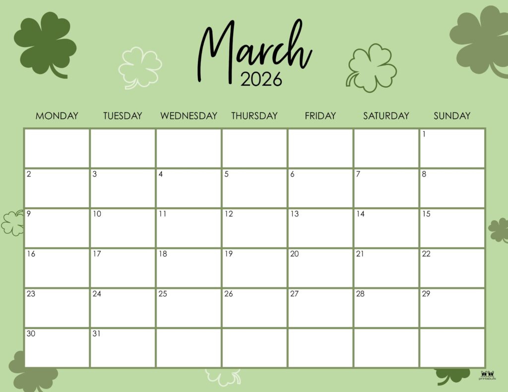 March 2026 Calendars - 150 Free Printables | Printabulls regarding March 2026 Calendar Printabulls
