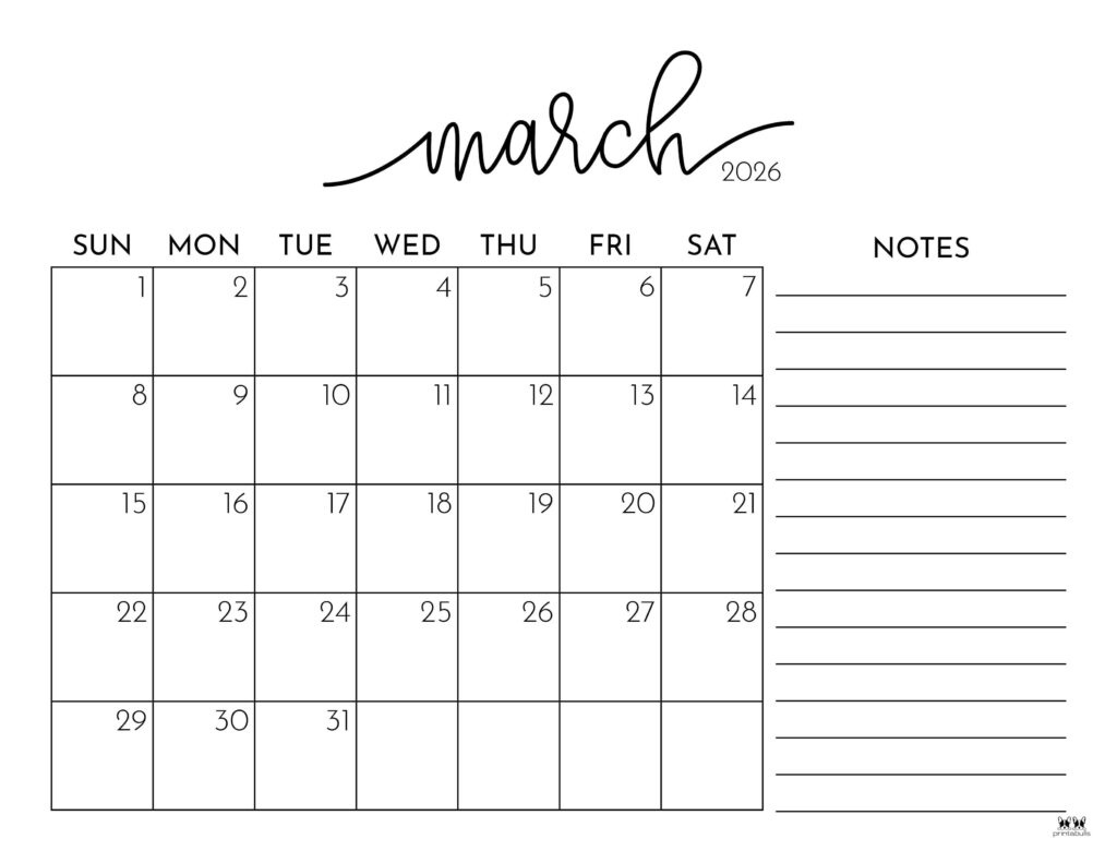 March 2026 Calendars - 150 Free Printables | Printabulls throughout Printable Calendar March 2026