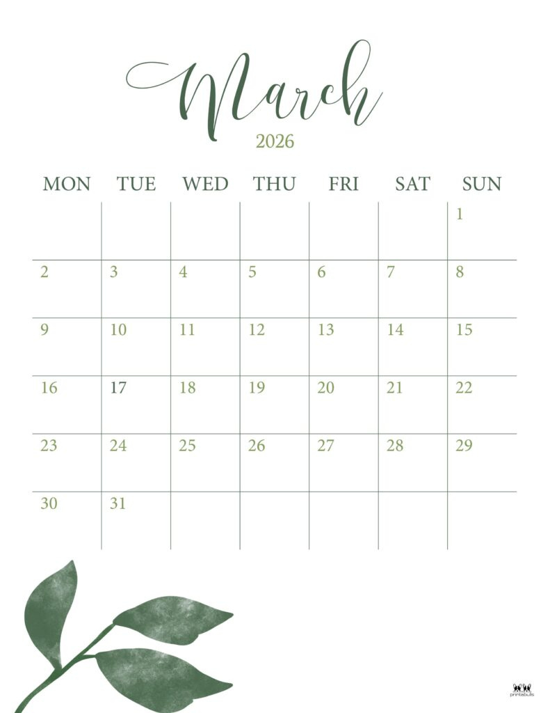 March 2026 Calendars - 150 Free Printables | Printabulls with regard to March 2026 Calendar Printabulls