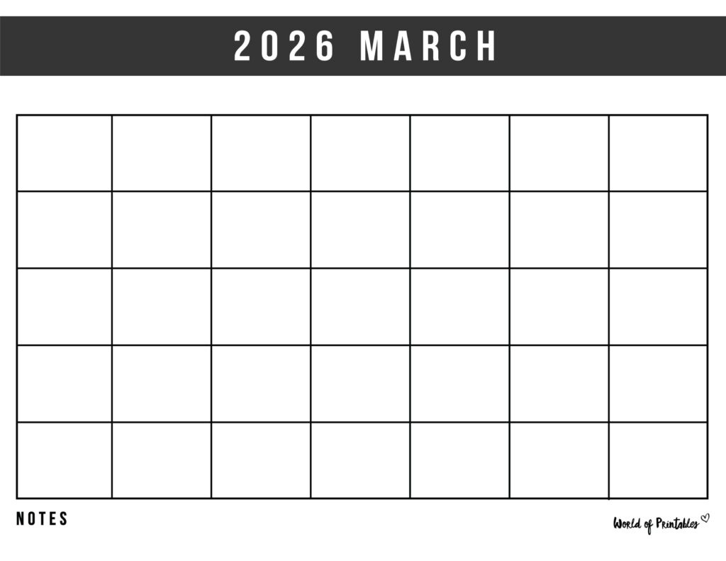 March 2026 Calendars - 200 Free Printable Pdf Designs - World Of with regard to Printable March 2026 Calendar Template