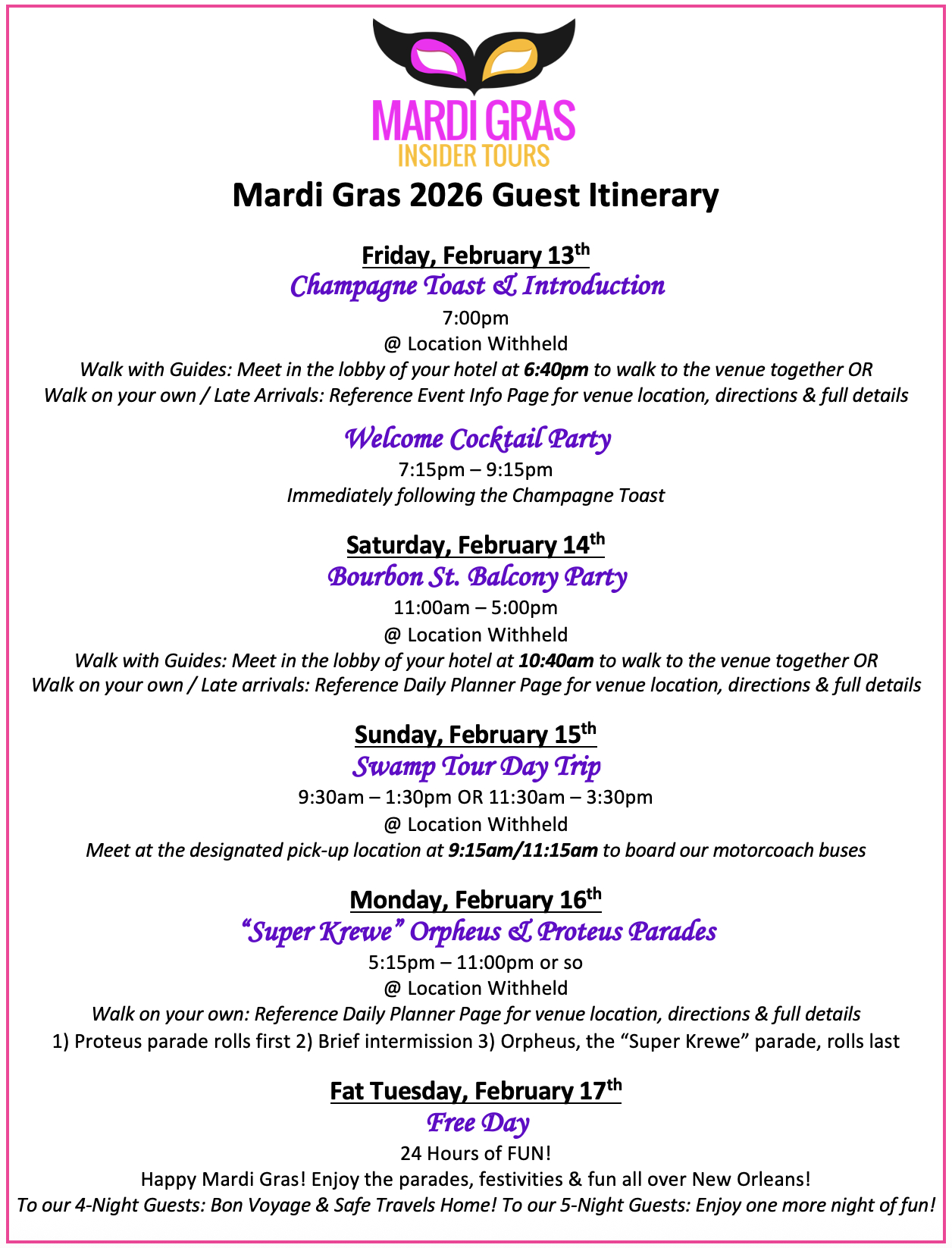 Mardi Gras 2026: Event Itinerary — Mardi Gras Insider Tours intended for New Orleans Calendar of Events March 2026