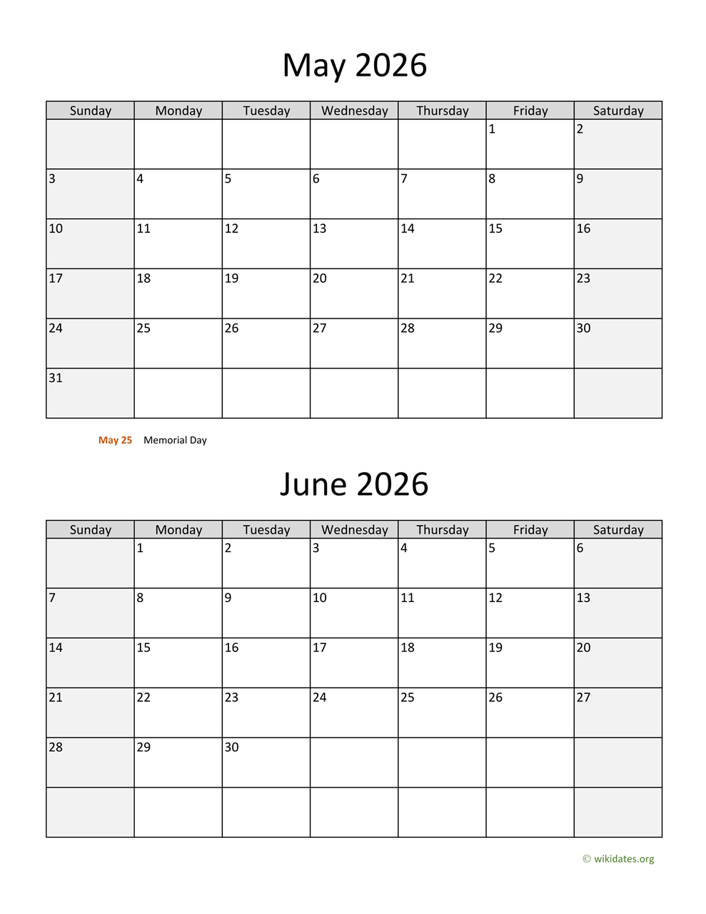 May And June 2026 Calendar | Wikidates pertaining to March April May June 2026 Calendar