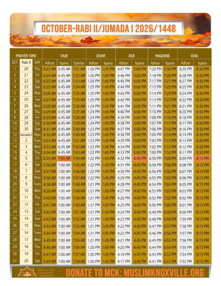 Fairfax Ramadan Calendar 2026