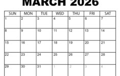Printable March 2026 Calendar inside Printable Calendar 2026 March April May