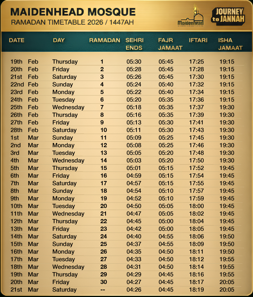 Ramadan 2026 Timetable - Journey To Jannah within Ramadan Calendar 2026 For New Jersey