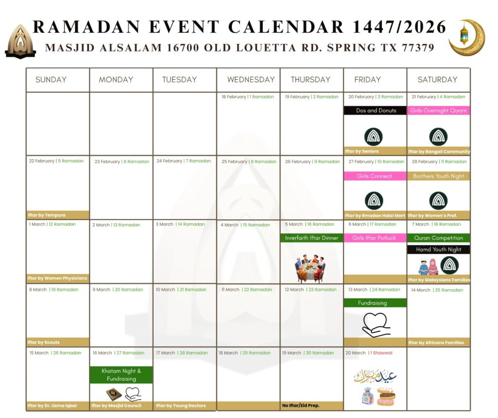 Ramadan At Masjid Alsalam – Masjid Alsalam inside Houston Ramadan 2026 Calendar