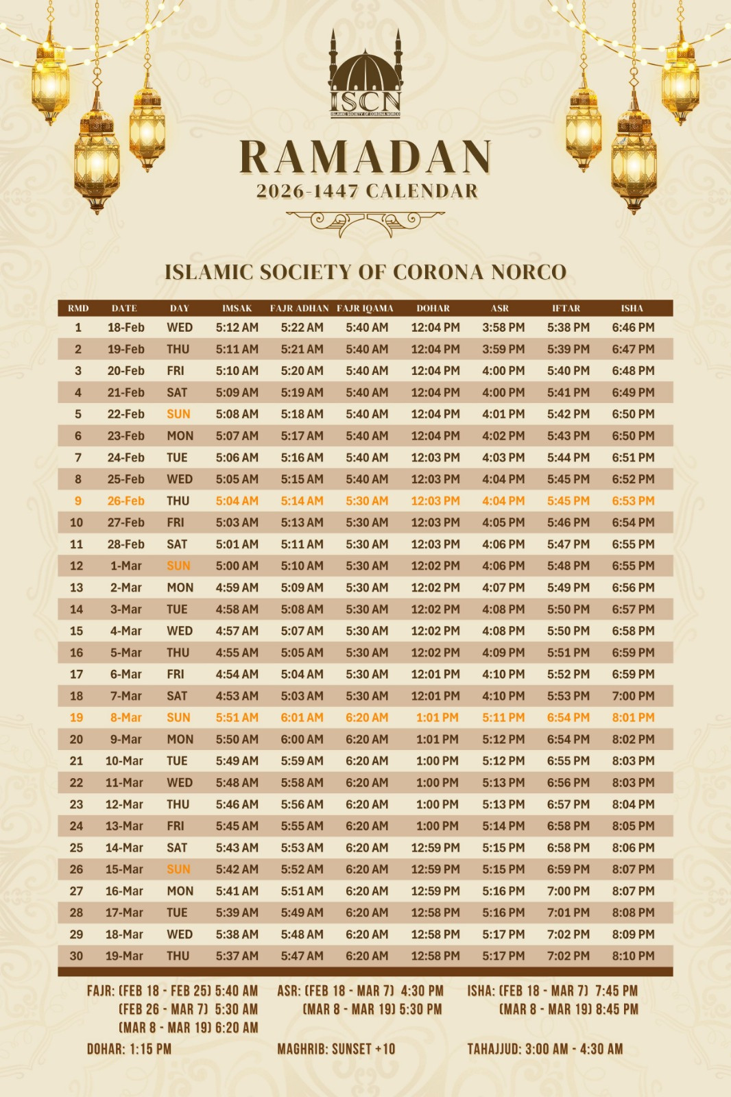 Ramadan – Islamic Society Of Corona Norco inside Ramadan Calendar 2026 Boston
