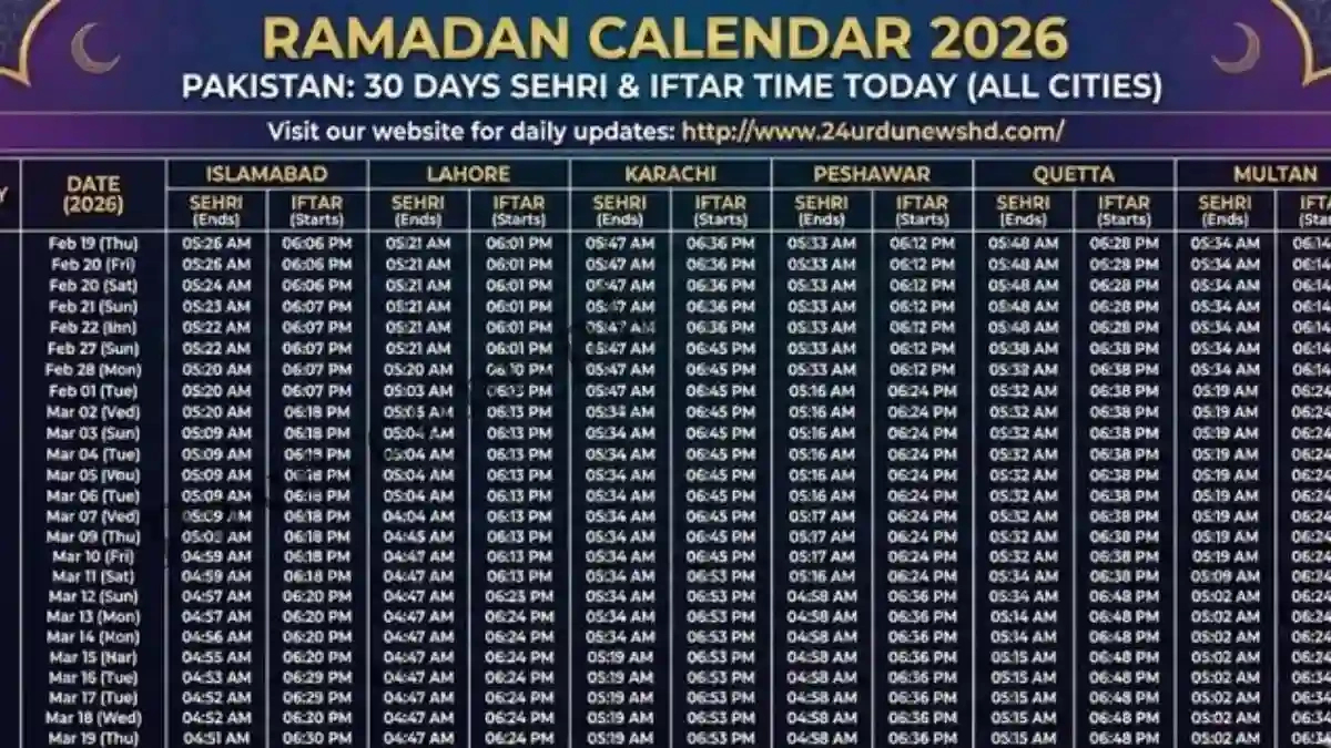 Ramadan Timetable 2026 – Sehri &amp;amp; Iftar Times Pakistan with Ramadan Calendar 2026 Ny